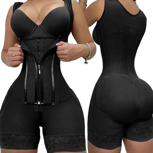 2-IN-1 High Waist Shapewear for Women Solid Color Zipper Corset Tummy Control Seamless Bodysuit,Spring Tok