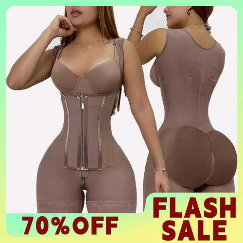 2-IN-1 High Waist Shapewear for Women Solid Color Zipper Corset Tummy Control Seamless Bodysuit,Spring Tok